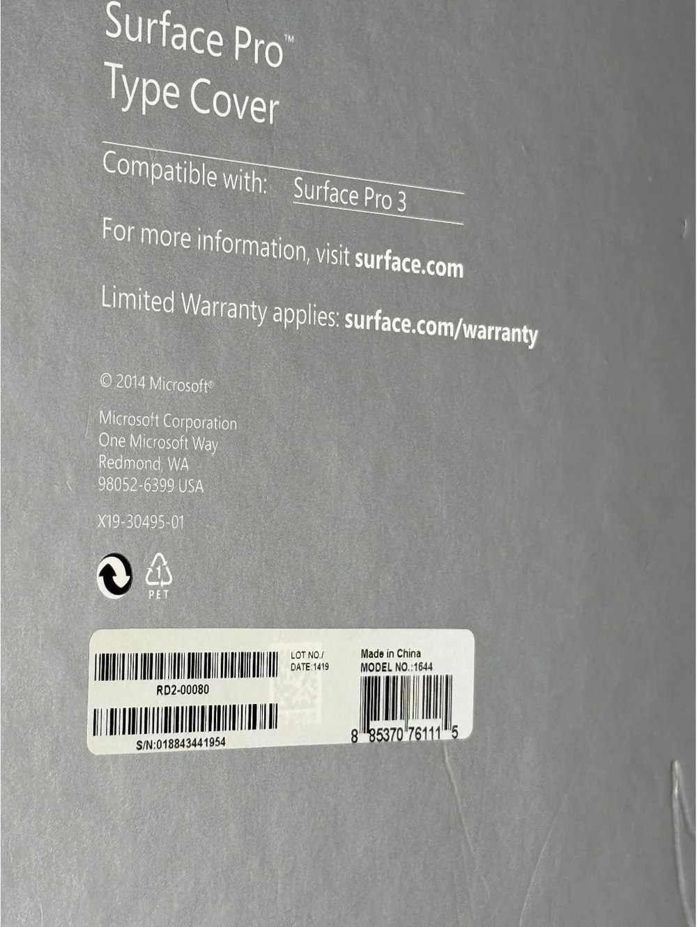 Microsoft Surface Pro Type Cover Keyboard for Surface Pro 3